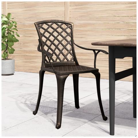Sedie Da Giardino 6 Pz In Alluminio Pressofuso Bronzo - Foto 2
