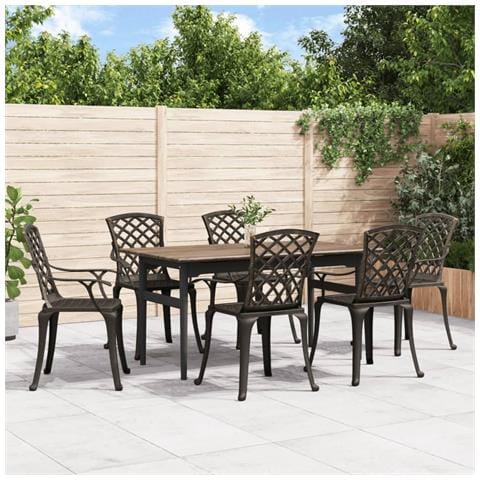 Sedie Da Giardino 6 Pz In Alluminio Pressofuso Bronzo - Foto 8