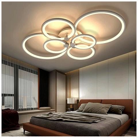 Plafoniera Led Da Soffitto Lampadario Moderno 6 Anelli 51 W Luce Calda - Foto 1