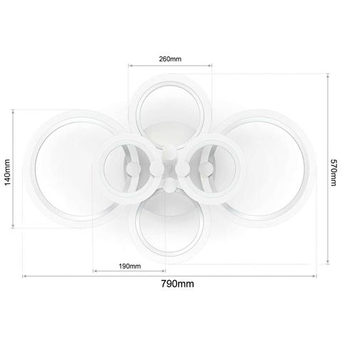 Plafoniera Led Da Soffitto Lampadario Moderno 6 Anelli 51 W Luce Calda - Foto 2