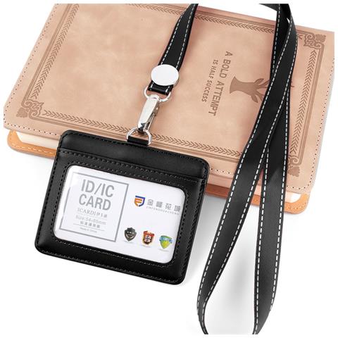 Porta Carte Di Identità In Pelle Con Laccetto - Nero Black - Foto 2