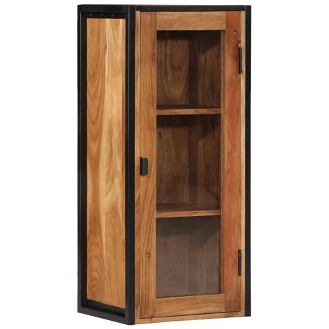 Mobile Bagno A Muro 40x30x90 Cm Legno Massello Acacia E Ferro - Foto 1