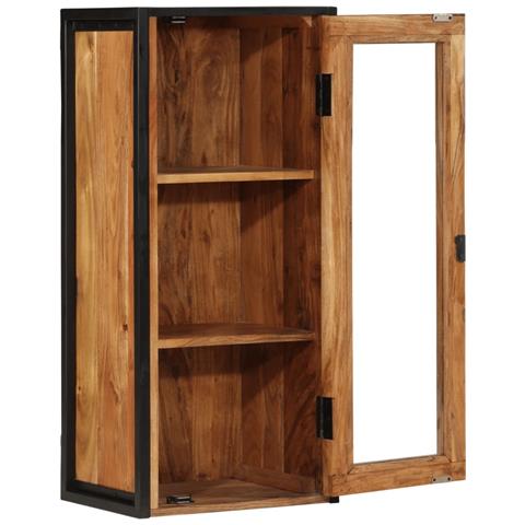 Mobile Bagno A Muro 40x30x90 Cm Legno Massello Acacia E Ferro - Foto 2