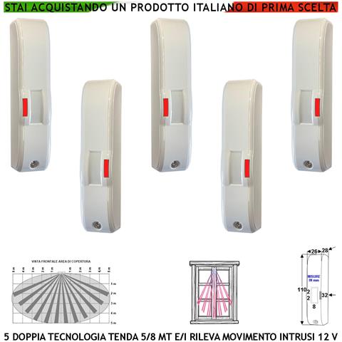 Infrarosso E Microonda Gatewatch Doppia Tecnologia Tenda 5 Pezzi Portata 5 Mt Sensori Movimento Ladri Rampa Scala Cope - Foto 1