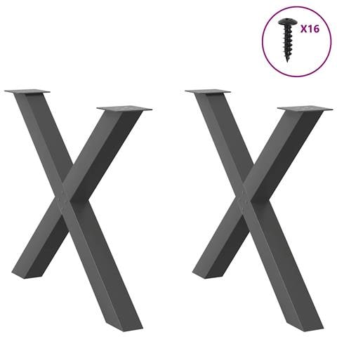 Gambe Tavolo Pranzo A X 2 Pz Antracite 90x(72-73) Cm Acciaio - Foto 3