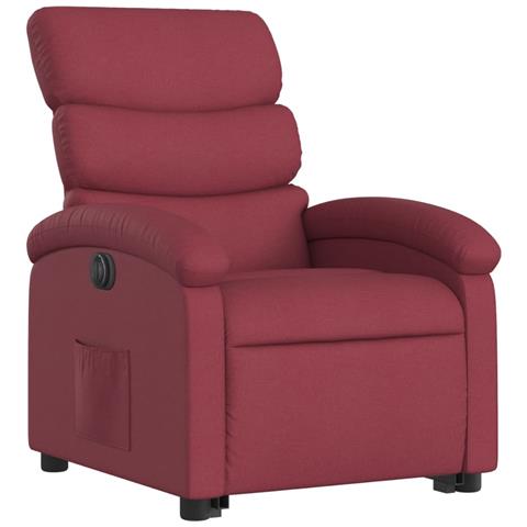 Poltrona Alzapersona Reclinabile Elettrica Rosso Vino Tessuto - Foto 3