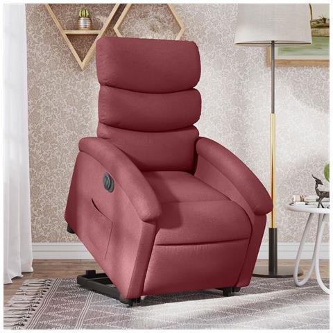 Poltrona Alzapersona Reclinabile Elettrica Rosso Vino Tessuto - Foto 1