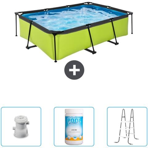 Piscina Fuori Terra - Rettangolo - 220x150x65 Cm - Groen - Include Accessori Coordinati Cb84 - Foto 1
