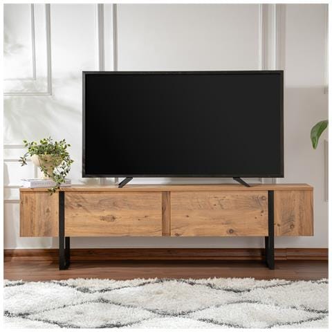 Moov Porta Tv Industriale Con Armadi In Legno E Neri 180 Cm - Foto 1