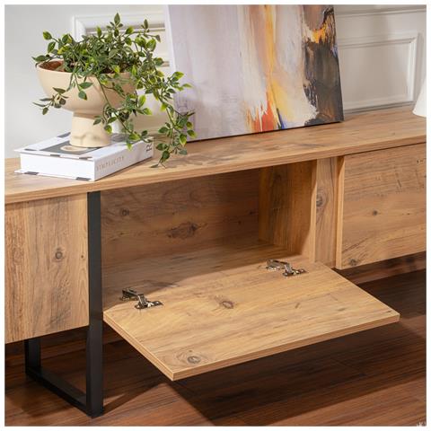 Moov Porta Tv Industriale Con Armadi In Legno E Neri 180 Cm - Foto 8