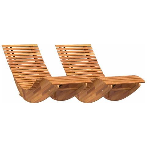 Lettini Prendisole Oscillanti 2 pcs in Legno Massello di Acacia - Foto 1