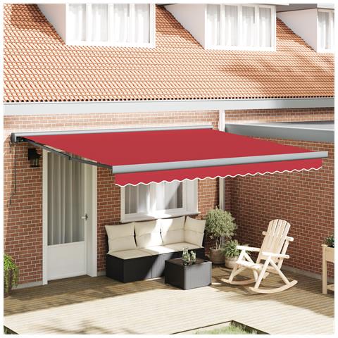 Tenda retrattile automatica rossa 400x300 cm, Tessuto di ricambio per tenda  per telaio 4x3 m rossa - Foto 2