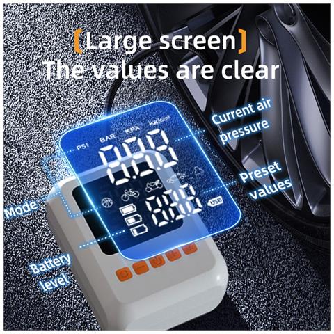 Mini Pompa Ad Aria Portatile Senza Fili Per Auto - Gonfiatore Ricaricabile Con Display Digitale - Foto 6