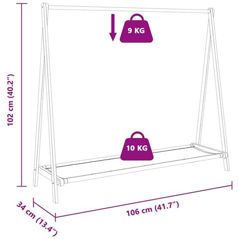 Appendiabiti con Ripiani 106x34x102 cm in Bambù - Foto 9