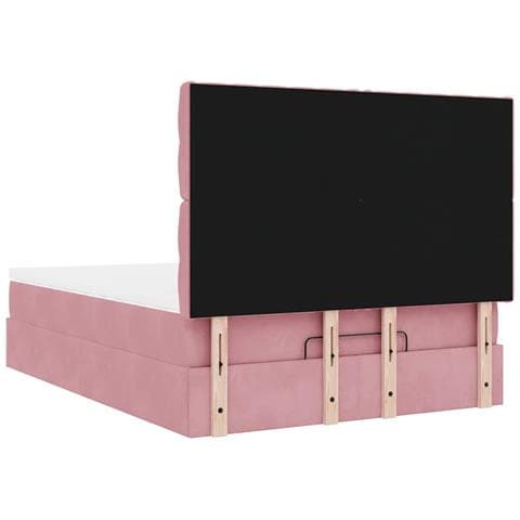 Struttura Letto Pouf con Materassi Rosa 140x200 cm in Velluto - Foto 9
