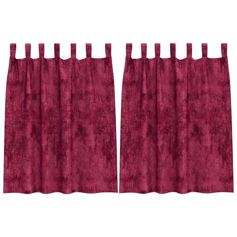 Tenda con tende 2 pcs Rosso Vino 140 x 140 cm Velluto - Foto 1
