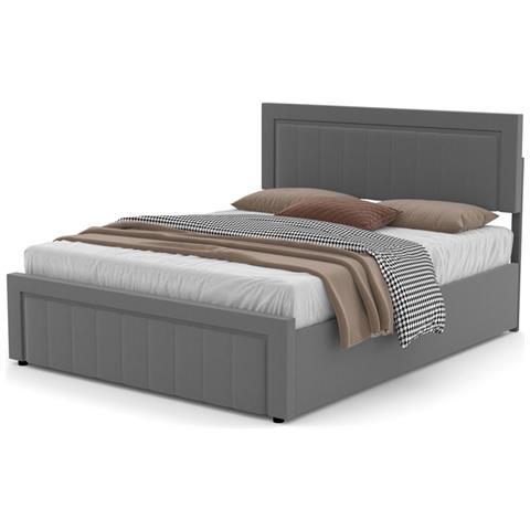 Nashville Letto Contemporaneo Con Contenitore 160x200cm In Velluto Grigio - Foto 2