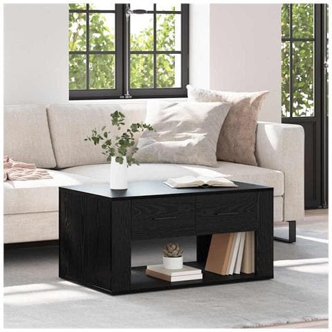 Tavolino da salotto con cassetto Rovere Nero 80 x 50 x 40 cm - Foto 2