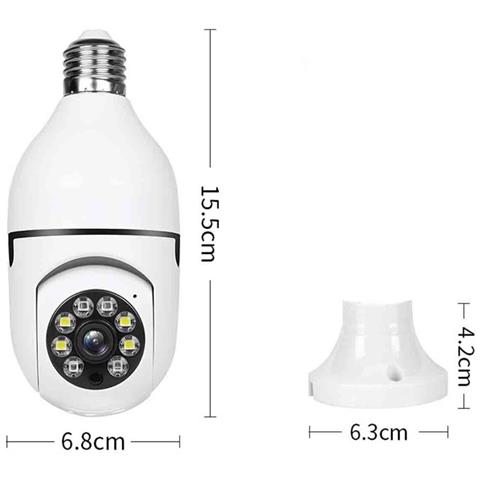 Telecamera Di Sicurezza Con Lampadina E27 - Telecamera Di Sorveglianza Wifi Wireless A 360° - Foto 7