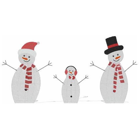 Familia di Pupazzi di Neve Illuminati 3 pcs Bianco caldo - Foto 9