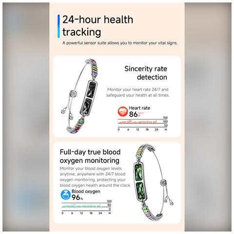 Smart Bracelet Watch Cristallo Arcobaleno E Diamante Nero - Fitness Tracker Compatibile Con App Rwfit - Foto 7