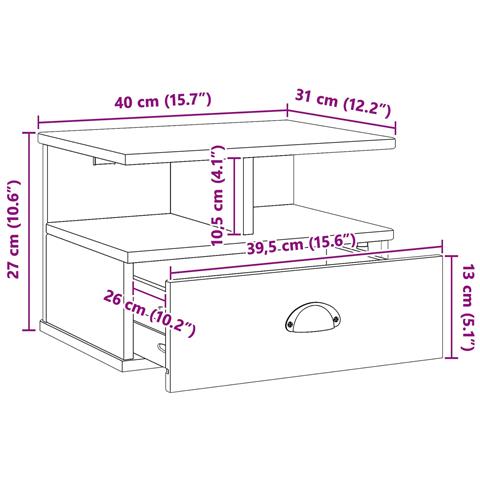 Armadio da Notte Bianco 40 x 31 x 27 cm Legno di Pino Massello - Foto 9