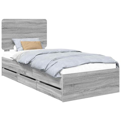 Struttura del letto con cassetto Grigio Sonoma 90 x 190 cm - Foto 1