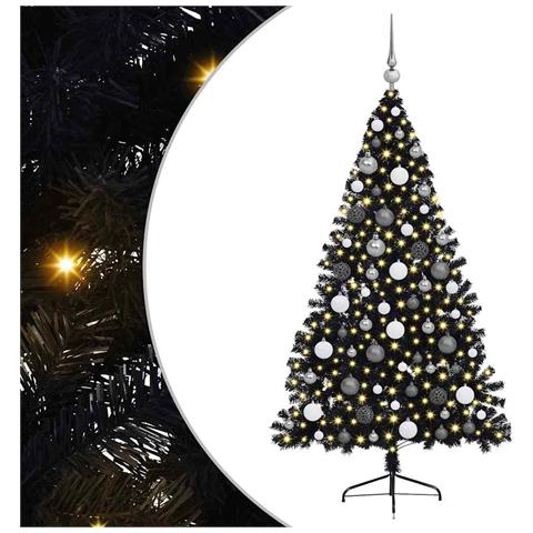 Albero di Natale artificiale con luci integrate Nero 180 cm PVC - Foto 1
