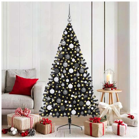 Albero di Natale artificiale con luci integrate Nero 180 cm PVC - Foto 2