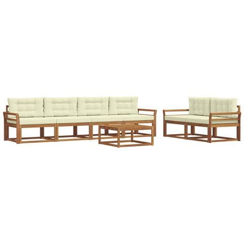 Set di divani da esterno con cuscino 7 pcs Naturale e Crema - Foto 1