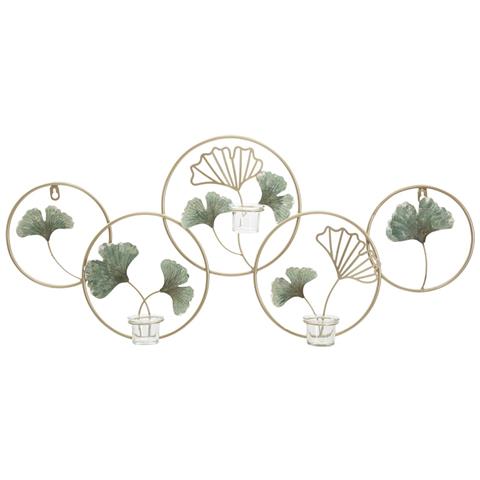 Porta Candele Da Muro Greenery In Ferro E Vetro Con Decorazioni Botaniche Multicolore - Foto 1