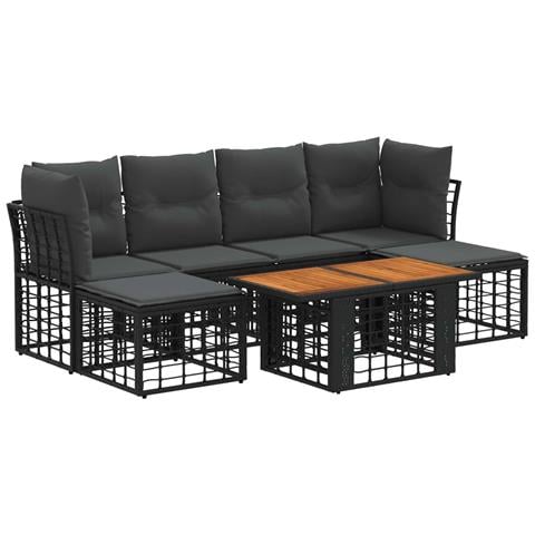 Set Divano da Giardino 7 pz Nero e Grigio scuro polyrattan - Foto 1