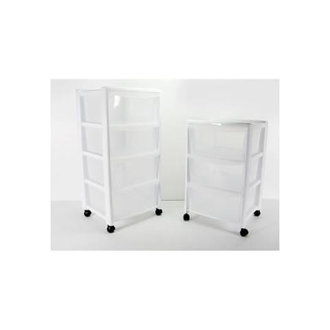 Cassettiera In Polipropilene Con Ruote Piroettanti, 40x40xh. 80 Cm Bianco - Foto 3