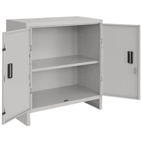 Armadio Multiuso In Metallo 1 Piano 2 Porte Tetto Piano Pratiko Mini 100 Grigio - Foto 1