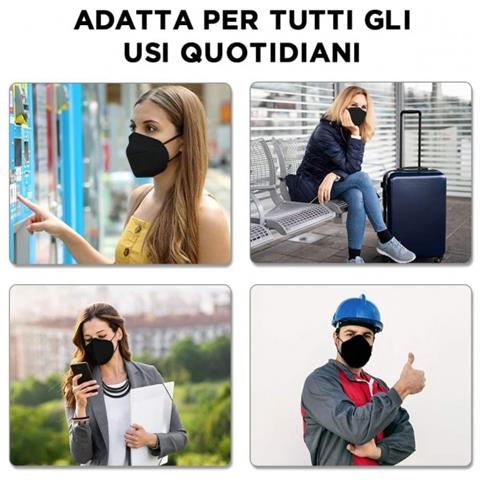 Mascherina Ffp2 Colore Nero Con Elastici Comodi Ed Alta Filtrazione Certificate Ce 2163 - Foto 2