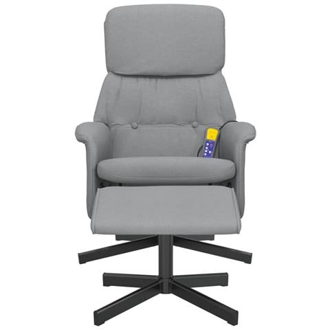 Poltrona Reclinante Massaggio Poggiapiedi Grigio Chiaro Tessuto - Foto 2