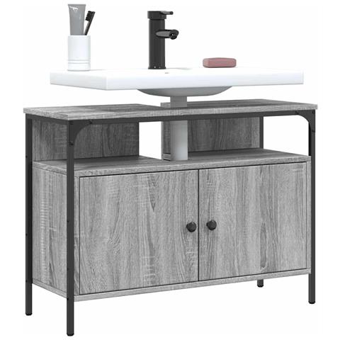 Mobile Lavabo Bagno Grigio Sonoma 60x30x60 Cm Legno Multistrato - Foto 10
