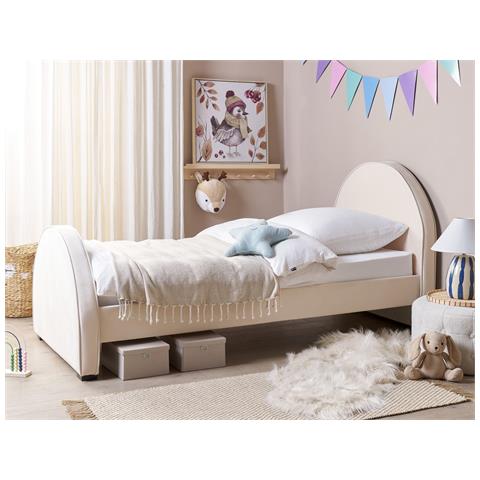 Letto Singolo Velluto Beige 90 X 200 Cm Nozay - Foto 1