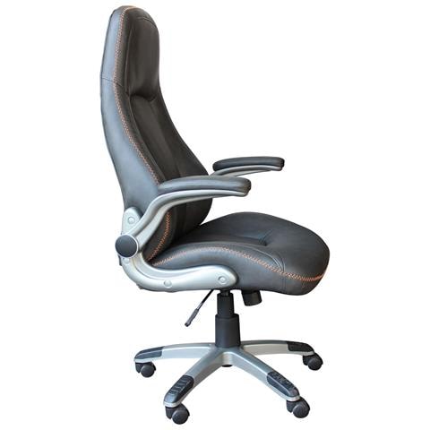 Poltrona Da Ufficio E Gaming Ergonomica In Pelle Grigia Con Bordature Arancio Montecarlo - Foto 2