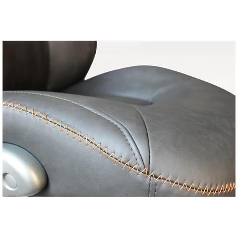 Poltrona Da Ufficio E Gaming Ergonomica In Pelle Grigia Con Bordature Arancio Montecarlo - Foto 7