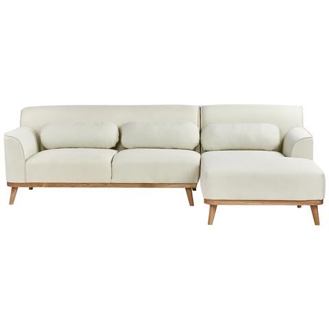 Divano Angolare 3 Posti Simos Tessuto Bianco Sporco Lato Sinistro - Foto 2