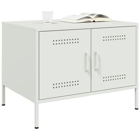 Tavolino da Salotto Bianco 68x50x50,5 cm in Acciaio - Foto 2