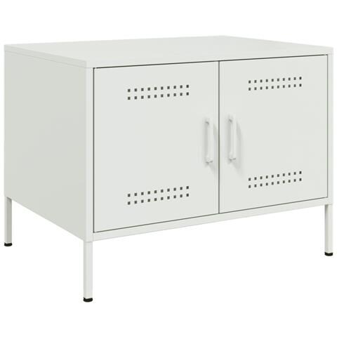 Tavolino da Salotto Bianco 68x50x50,5 cm in Acciaio - Foto 1