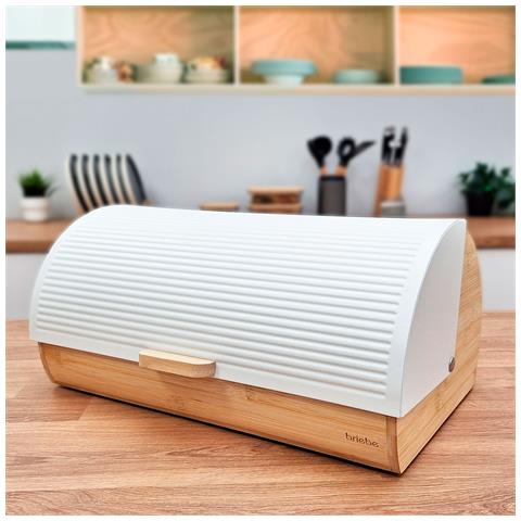 Bb1162 Portapane Da Tavola In Legno Di Bambù, Coperchio Scorrevole, Bread Box Per Pane Bianco - Foto 2