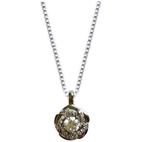 Collana Con Pendente Con Diamanti Sintetici - Rosa - Argento - Foto 1