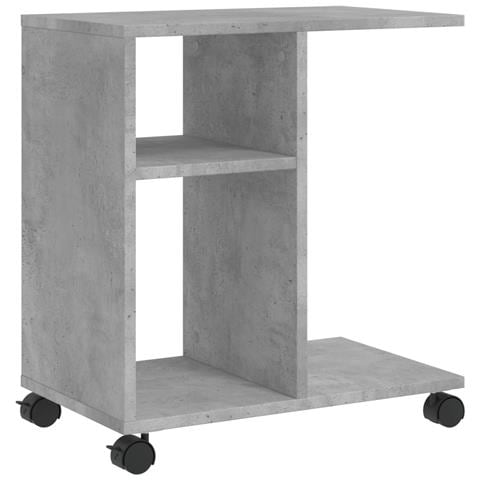 Tavolino Con Ruote Grigio Cemento 50x30x55 Cm Legno Multistrato - Foto 2