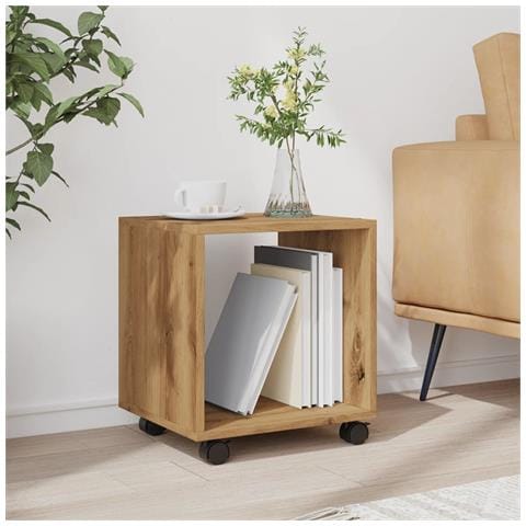 Mobiletto Con Ruote Rovere Artigianale 37x33x42,5 Cm Truciolato - Foto 3