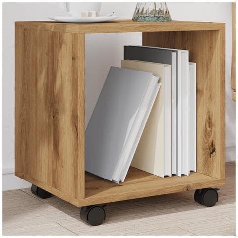 Mobiletto Con Ruote Rovere Artigianale 37x33x42,5 Cm Truciolato - Foto 1