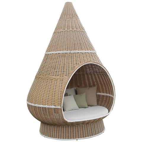 Melodia - Conchiglione Con Struttura In Alluminio Verniciato Rivestito In Rattan - Foto 2