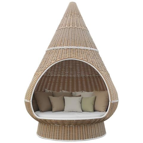 Melodia - Conchiglione Con Struttura In Alluminio Verniciato Rivestito In Rattan - Foto 1